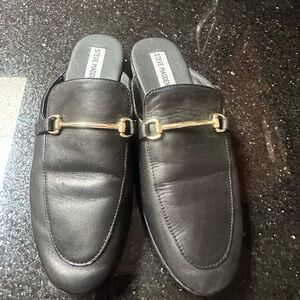 Steve Madden Black Loafers with Gold Detail